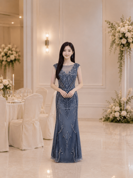 修腰華麗時尚晚宴媽媽禮服