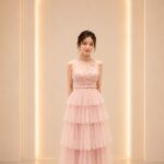 粉色蛋糕蓬蓬裙夢幻甜美媽媽禮服