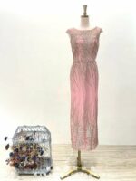 玫瑰粉金蔥流線收腰媽媽禮服