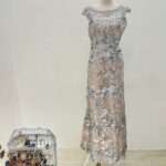 膚底銀花亮片包袖媽媽禮服