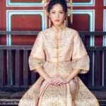 粉膚金銀線串珠繡雕花龍鳳掛