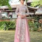 淡粉牡丹花銀線串珠龍鳳掛