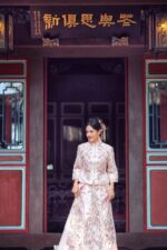 粉嫩立體絲線浮雕花龍鳳掛