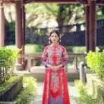 正紅銀花刺繡圖騰龍鳳掛