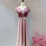 深紫V領紗裙公主風媽媽禮服