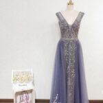 雙肩V領水晶系晚宴媽媽禮服