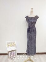 深藍色亮片系晚宴媽媽禮服