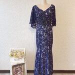 深藍色日系水袖晚宴媽媽禮服