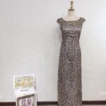 金線刺繡修身晚宴媽媽禮服