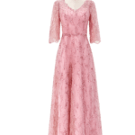 粉色V領優美雅緻媽媽禮服