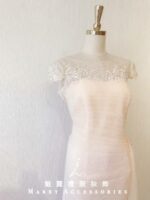 粉膚色抹胸蕾絲晚宴媽媽禮服