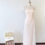 粉膚色抹胸蕾絲晚宴媽媽禮服