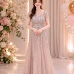 夢幻公主風格粉色大裙擺媽媽禮服