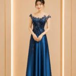 深湖水綠緞面媽媽禮服