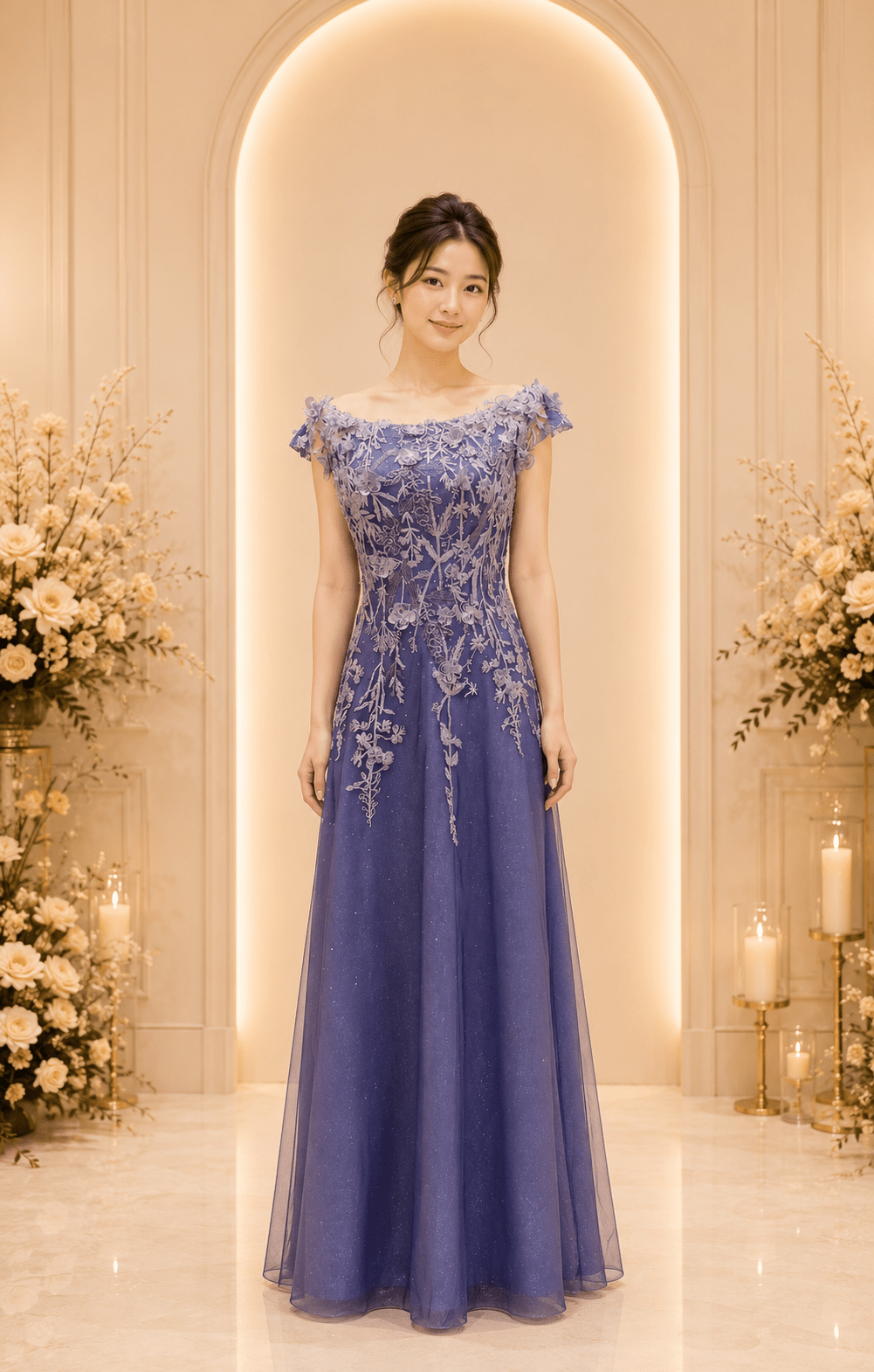 浪漫紫藤花A字裙媽媽禮服 浪漫紫藤花A字裙媽媽禮服