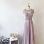 藕紫色波希米亞晚宴媽媽禮服