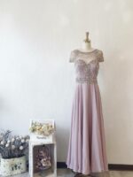 藕紫色波希米亞晚宴媽媽禮服