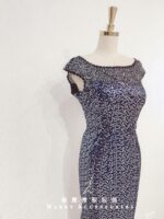 深藍色亮片系晚宴媽媽禮服