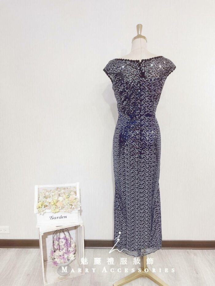 深藍色亮片系晚宴媽媽禮服