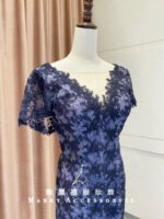 藍色蕾絲魚尾媽媽禮服