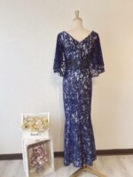 深藍色日系水袖晚宴媽媽禮服