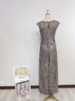 金線刺繡修身晚宴媽媽禮服