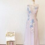 粉藍色相間刺繡晚宴媽媽禮服