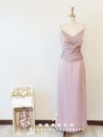 粉色細肩封腰晚宴媽媽禮服