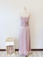 粉色細肩封腰晚宴媽媽禮服
