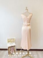 粉膚色緞料氣質晚宴媽媽禮服