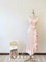 粉膚色緞料氣質晚宴媽媽禮服