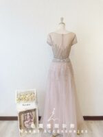 藕粉色水晶系唯美晚宴媽媽禮服