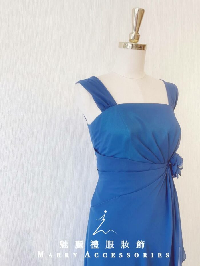 湖水藍簡約氣質晚宴媽媽禮服