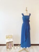 湖水藍簡約氣質晚宴媽媽禮服