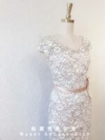 粉膚色日系蕾絲晚宴媽媽禮服