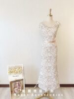 粉膚色日系蕾絲晚宴媽媽禮服