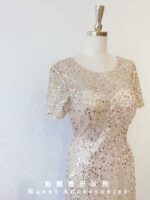 金色亮片晚宴媽媽禮服