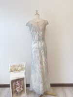 湖水藍亮片刺繡晚宴媽媽禮服