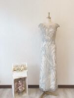 湖水藍亮片刺繡晚宴媽媽禮服