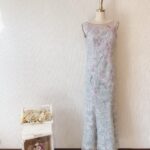 藍粉色刺繡蕾絲晚宴媽媽禮服