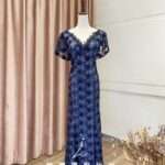 藍色蕾絲魚尾媽媽禮服