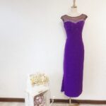紫色抹胸氣質修身晚宴媽媽禮服