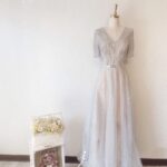 銀灰色水晶系管珠晚宴媽媽禮服