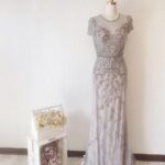 銀色水晶高雅晚宴媽媽禮服