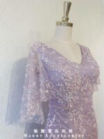 櫻花粉飄逸日系晚宴媽媽禮服