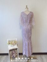 櫻花粉飄逸日系晚宴媽媽禮服