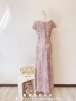 藕粉色水晶系性感晚宴媽媽禮服