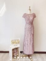 藕粉色水晶系性感晚宴媽媽禮服