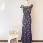 深藍色水晶系蕾絲晚宴媽媽禮服