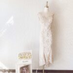 金色小魚尾刺繡蕾絲晚宴媽媽禮服